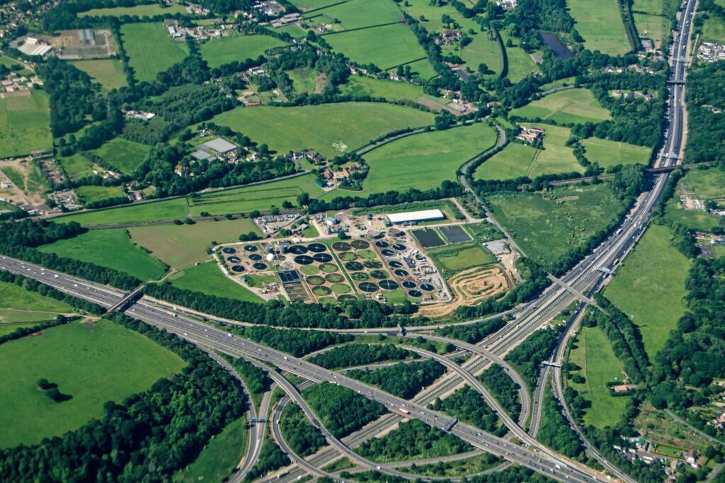 The aerial view of Thorpe Interchange