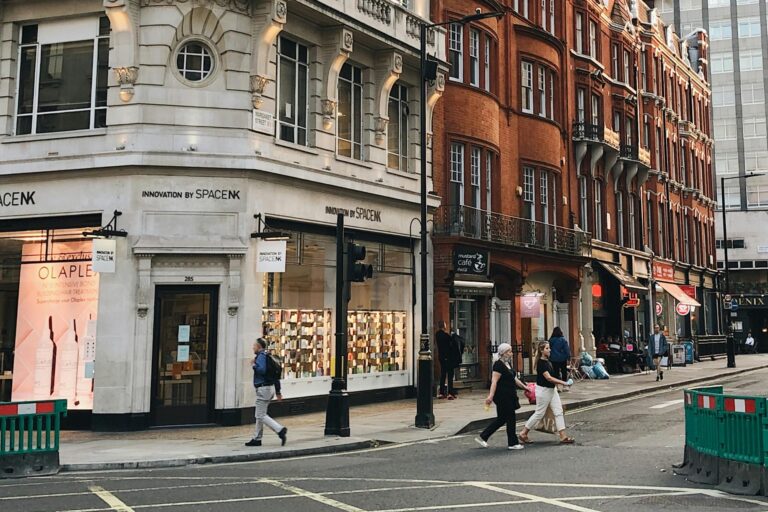 A corner of the street full of stores in the concept of 'best local shops and markets in Chelsea'.