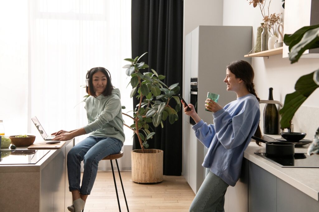 Two female students sharing a modern flat